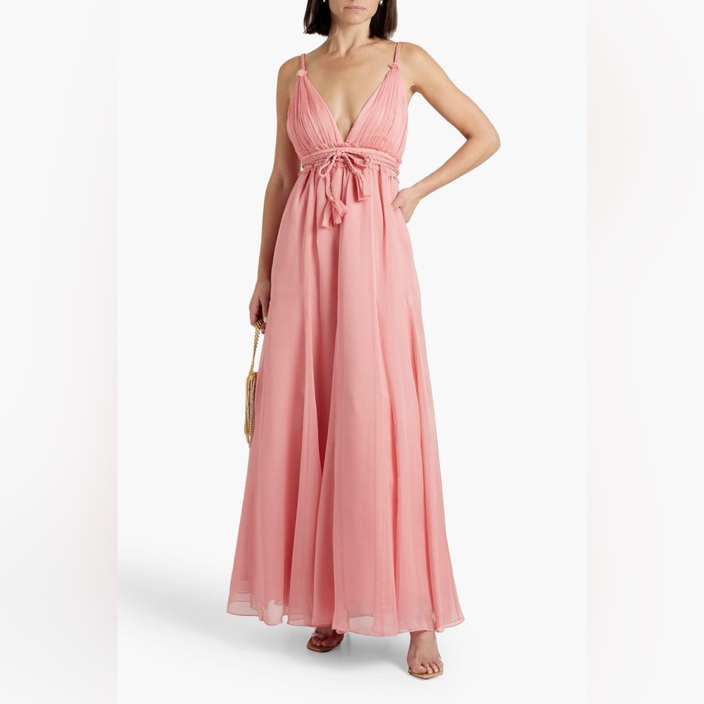 ALICE + OLIVIA Carisa braid-trimmed chiffon gown